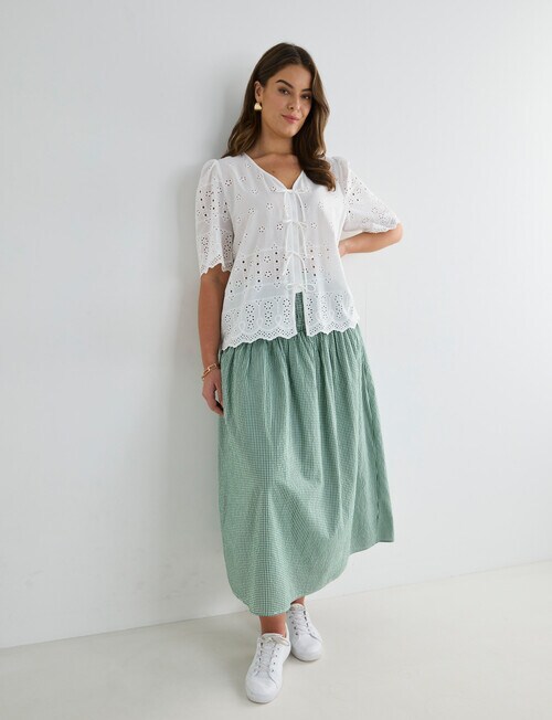 Zest Broderie Tie Front Top, White product photo View 12 L