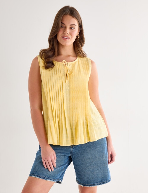 Zest Sleeveless Pleat Top, Panna Cotta product photo View 12 L