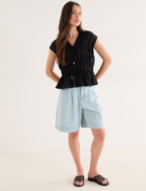 Mineral Gali Cotton Tie Front Top, Black product photo View 03 L