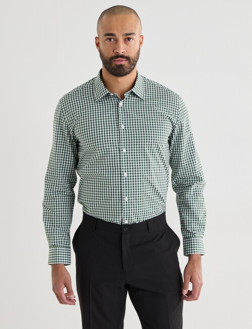 Laidlaw + Leeds Gingham Check Long Sleeve Shirt, Green product photo