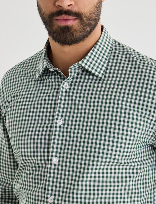 Laidlaw + Leeds Gingham Check Long Sleeve Shirt, Green product photo View 04 L