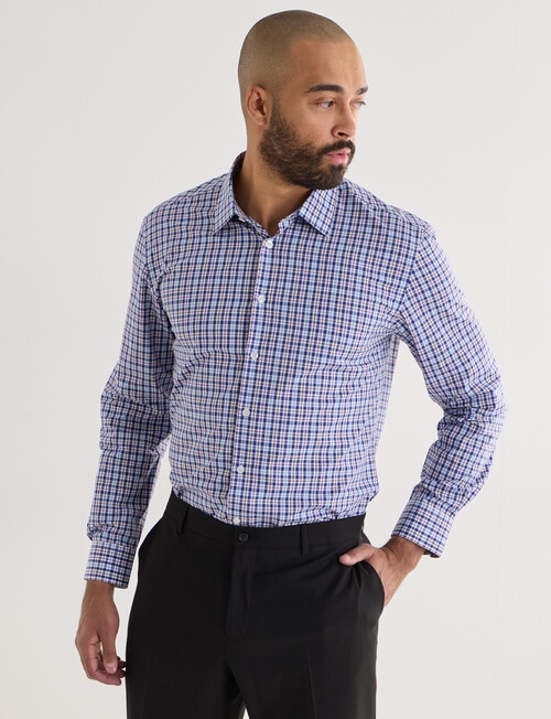 Laidlaw + Leeds Busy Check Long Sleeve Shirt, Blue product photo