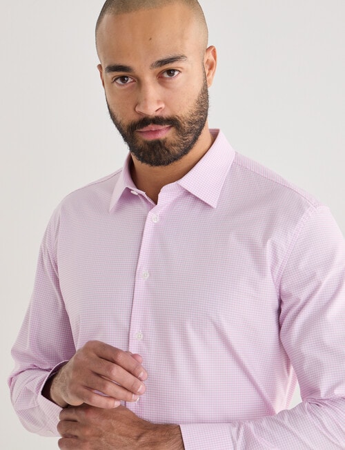 Laidlaw + Leeds Stretch Check Long Sleeve Shirt, Pink product photo View 04 L
