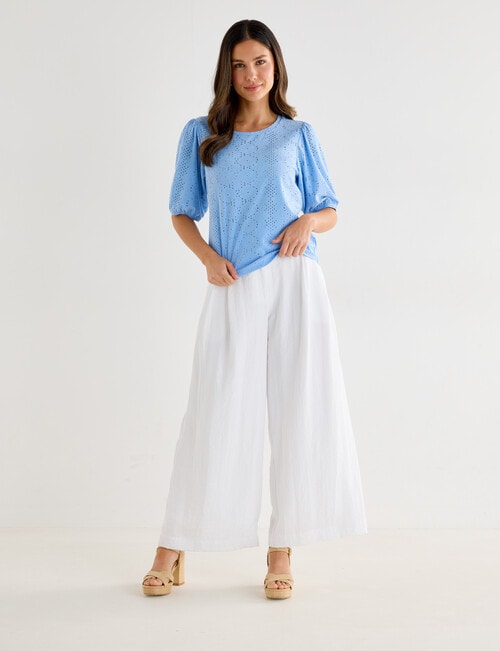 Whistle Broderie Knit Tee, Sky product photo View 03 L