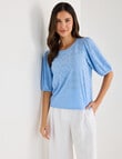 Whistle Broderie Knit Tee, Sky product photo View 06 S