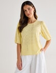 Whistle Broderie Knit Tee, Lemon product photo View 06 S