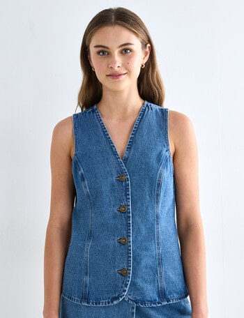 Denim Republic Vest, Mid Wash product photo