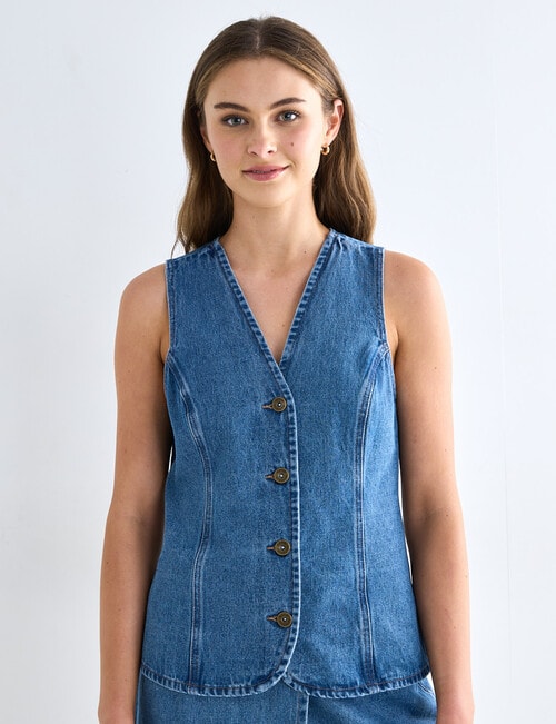 Denim Republic Vest, Mid Wash product photo