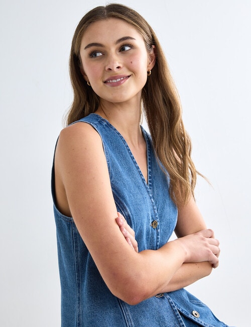 Denim Republic Vest, Mid Wash product photo View 08 L