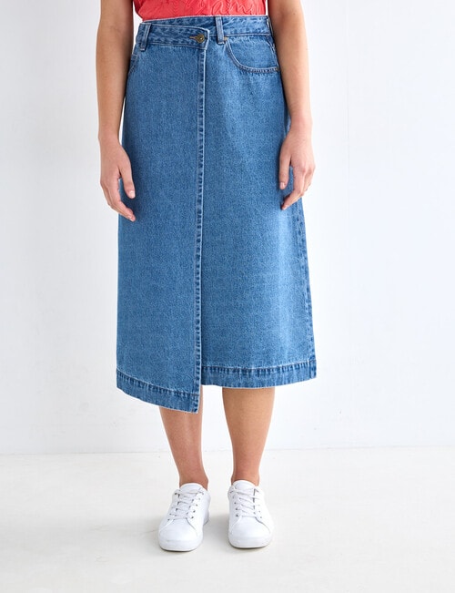 Denim Republic Wrap Skirt, Mid Wash product photo