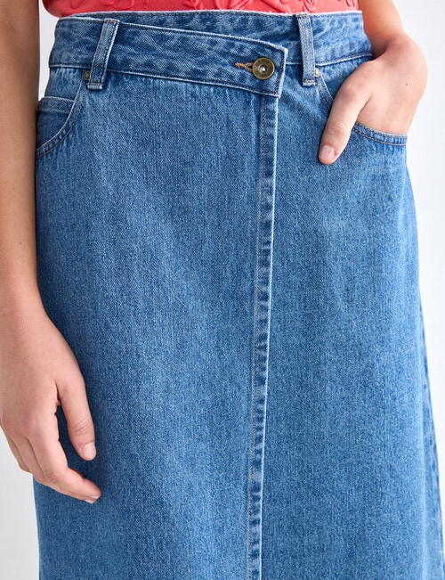 Denim Republic Wrap Skirt, Mid Wash product photo View 04 L