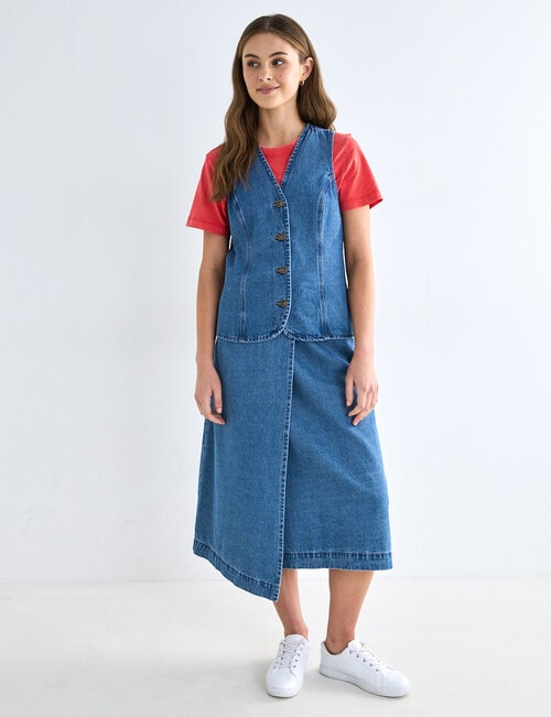 Denim Republic Wrap Skirt, Mid Wash product photo View 07 L