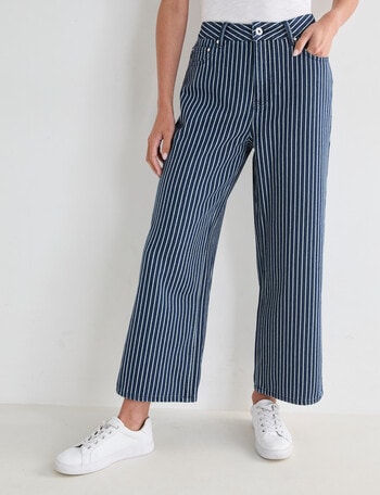 Denim Republic Crop Baggy Jean, Stripe Navy product photo