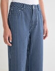 Denim Republic Crop Baggy Jean, Stripe Navy product photo View 04 S