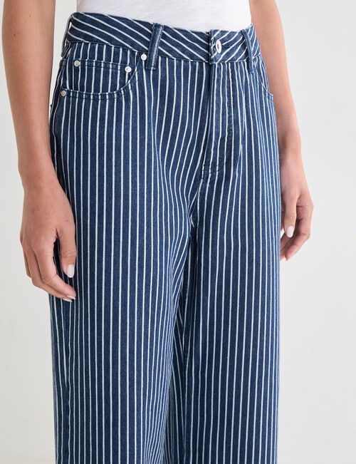 Denim Republic Crop Baggy Jean, Stripe Navy product photo View 04 L