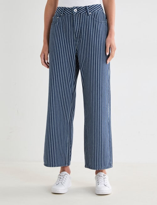 Denim Republic Crop Baggy Jean, Stripe Navy product photo View 05 L