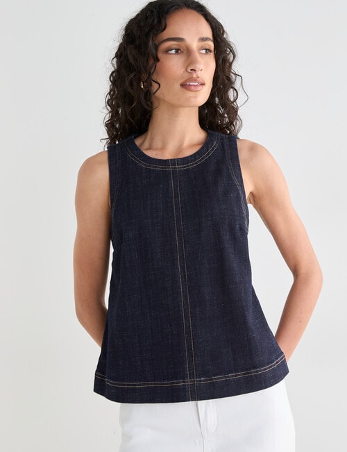 Denim Republic Sleeveless Shell Top, Rinse product photo View 05 L
