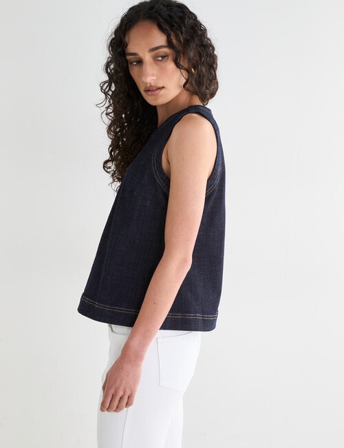Denim Republic Sleeveless Shell Top, Rinse product photo View 10 L