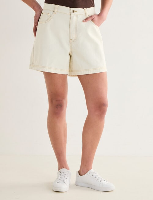 Denim Republic Pull On Short, Ecru product photo