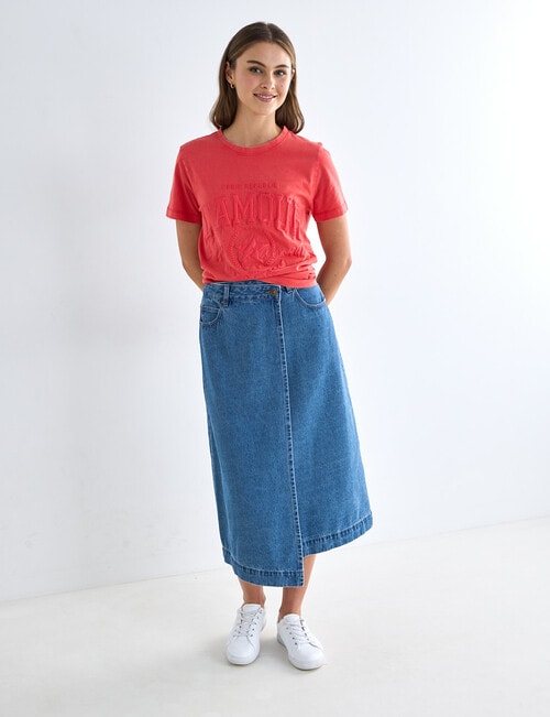 Denim Republic Wrap Skirt, Mid Wash product photo View 05 L