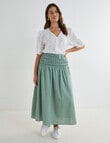 Zest Shirred Waist Poplin Skirt, Gingham Forest product photo View 12 S