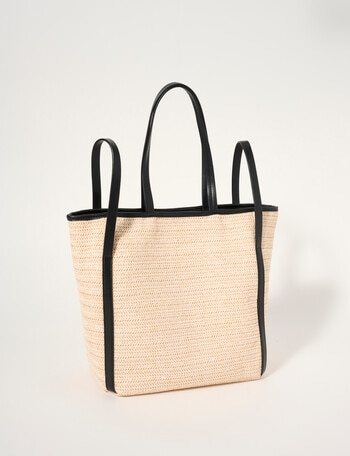 Whistle Accessories Cielo Straw Tote Bag, Natural & Black product photo