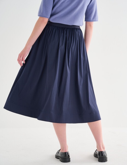 Jigsaw Aoife Elastic Waist Midi Skirt, Navy product photo View 02 L