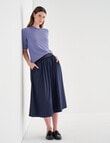 Jigsaw Aoife Elastic Waist Midi Skirt, Navy product photo View 03 S