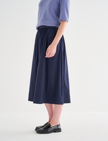 Jigsaw Aoife Elastic Waist Midi Skirt, Navy product photo