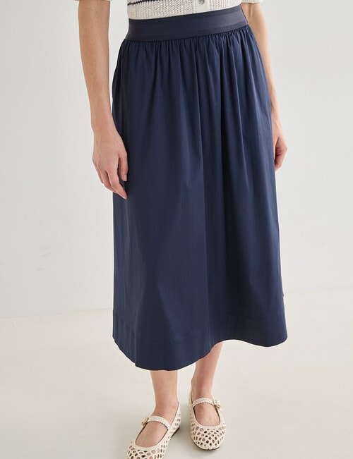 Jigsaw Aoife Elastic Waist Midi Skirt, Navy product photo
