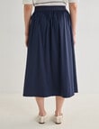 Jigsaw Aoife Elastic Waist Midi Skirt, Navy product photo View 02 S