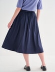 Jigsaw Aoife Elastic Waist Midi Skirt, Navy product photo View 02 S