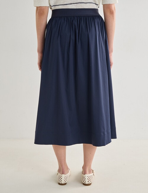 Jigsaw Aoife Elastic Waist Midi Skirt, Navy product photo View 02 L