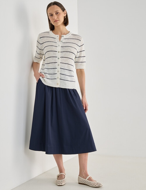 Jigsaw Aoife Elastic Waist Midi Skirt, Navy product photo View 03 L