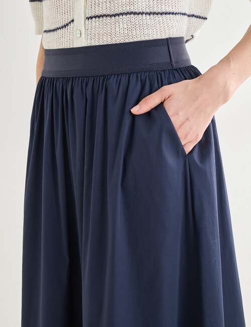 Jigsaw Aoife Elastic Waist Midi Skirt, Navy product photo View 04 L