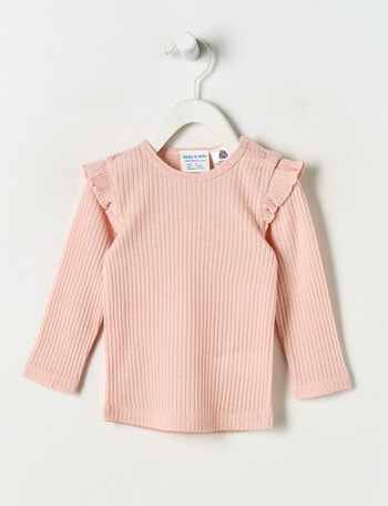 Milly & Milo Merino Rib Long-Sleeve Top, Ballet Pink product photo