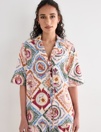 Zest Holiday Havana Print Tie Shirt, Multicoloured product photo