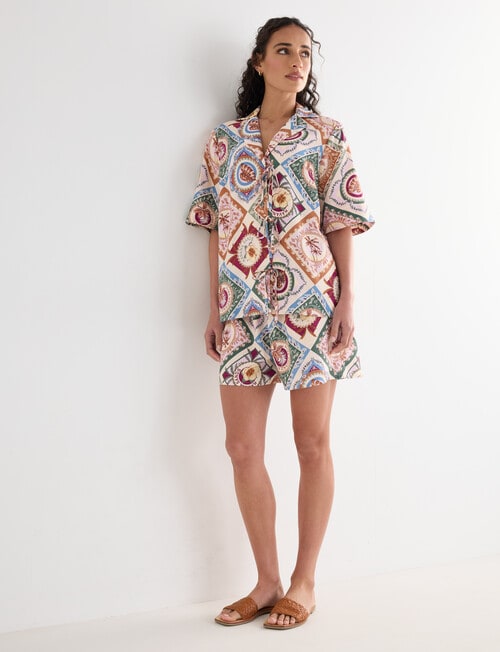 Zest Holiday Havana Print Tie Shirt, Multicoloured product photo View 03 L