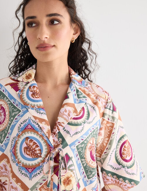 Zest Holiday Havana Print Tie Shirt, Multicoloured product photo View 04 L