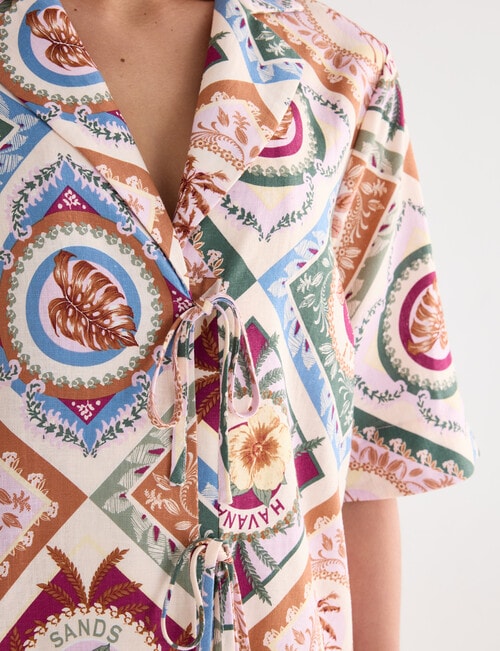 Zest Holiday Havana Print Tie Shirt, Multicoloured product photo View 05 L