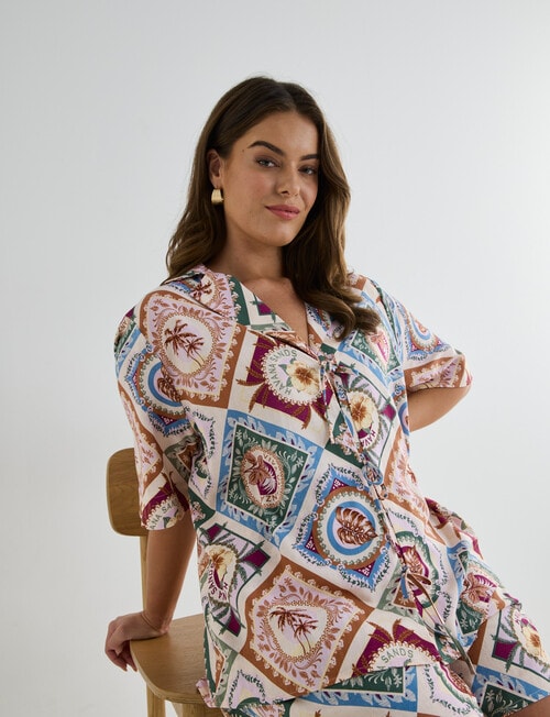 Zest Holiday Havana Print Tie Shirt, Multicoloured product photo View 13 L