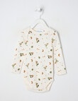 Milly & Milo Merino Long-Sleeve Space Dino Bodysuit, Cream product photo