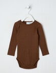 Milly & Milo Merino Long-Sleeve Rib Bodysuit, Brown product photo