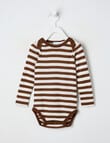 Milly & Milo Merino Long-Sleeve Stripe Bodysuit, Brown product photo