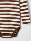 Milly & Milo Merino Long-Sleeve Stripe Bodysuit, Brown product photo View 02 S