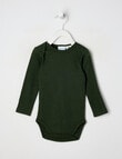 Milly & Milo Merino Long-Sleeve Rib Bodysuit, Green product photo