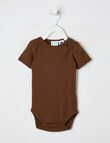Milly & Milo Merino Short Sleeve Rib Bodysuit, Brown product photo