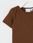 Milly & Milo Merino Short Sleeve Rib Bodysuit, Brown product photo View 02 S