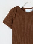 Milly & Milo Merino Short Sleeve Rib Bodysuit, Brown product photo View 02 S