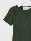 Milly & Milo Merino Short Sleeve Rib Bodysuit, Green product photo View 02 S